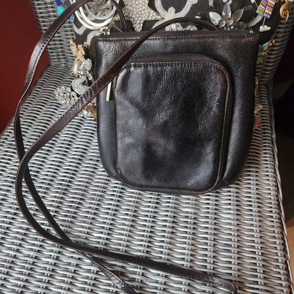 HOBO INTERNATIONAL ~ Leather Crossbody Bag with Wallet Front Compartment ~ EUC